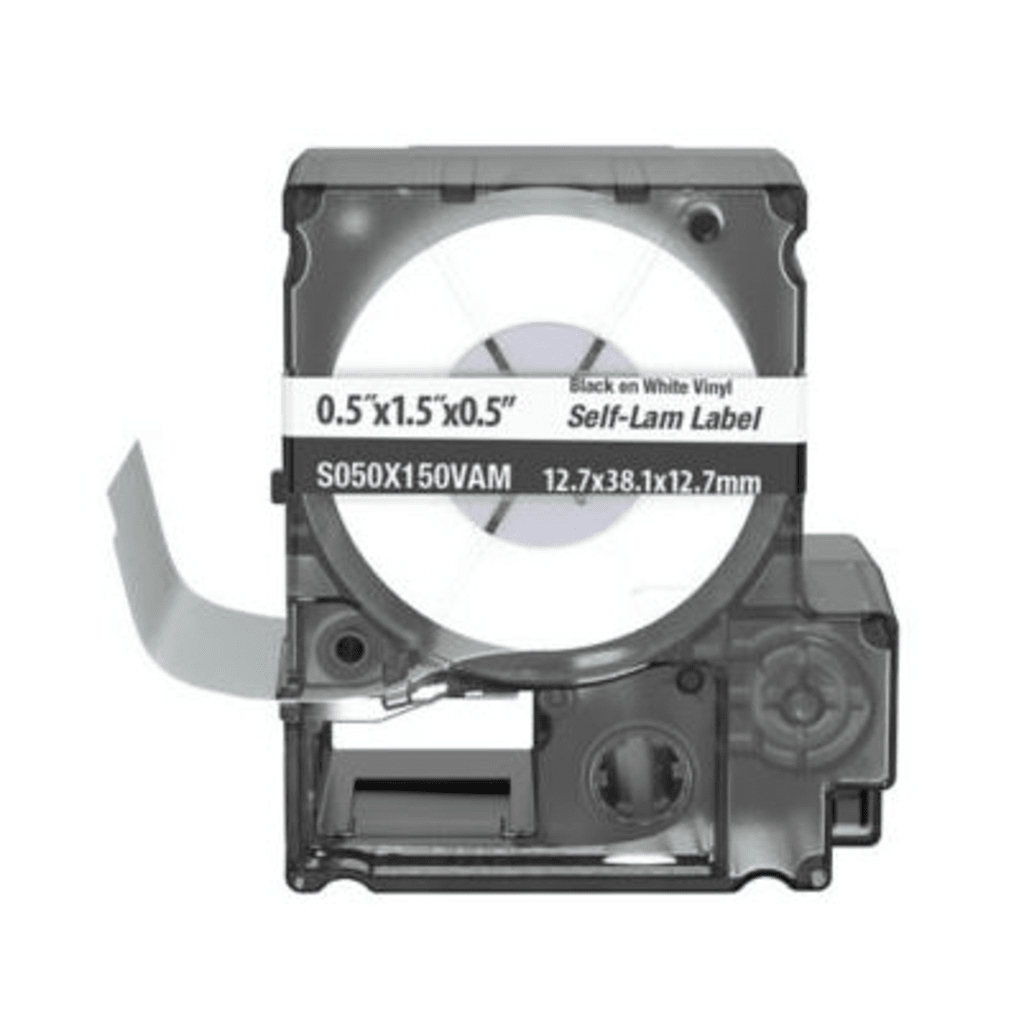 Casete de 175 Etiquetas Autolaminadas de 12.7 x 38.1 mm (0.5 x 1.5 pulgadas), para Cables de 4 a 8.1 mm (0.16 a 0.32 pulgadas) de Diámetro, Área de Impresión Color Blanco