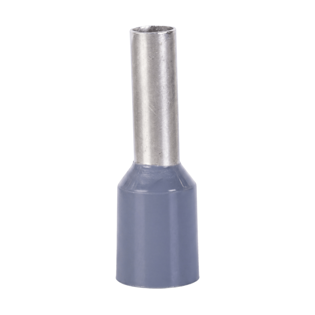 Conector Ferrule | 20AWG | Conductor Latón Estañado  | Aislamiento PVC Gris  | 25 Piezas por Bolsa