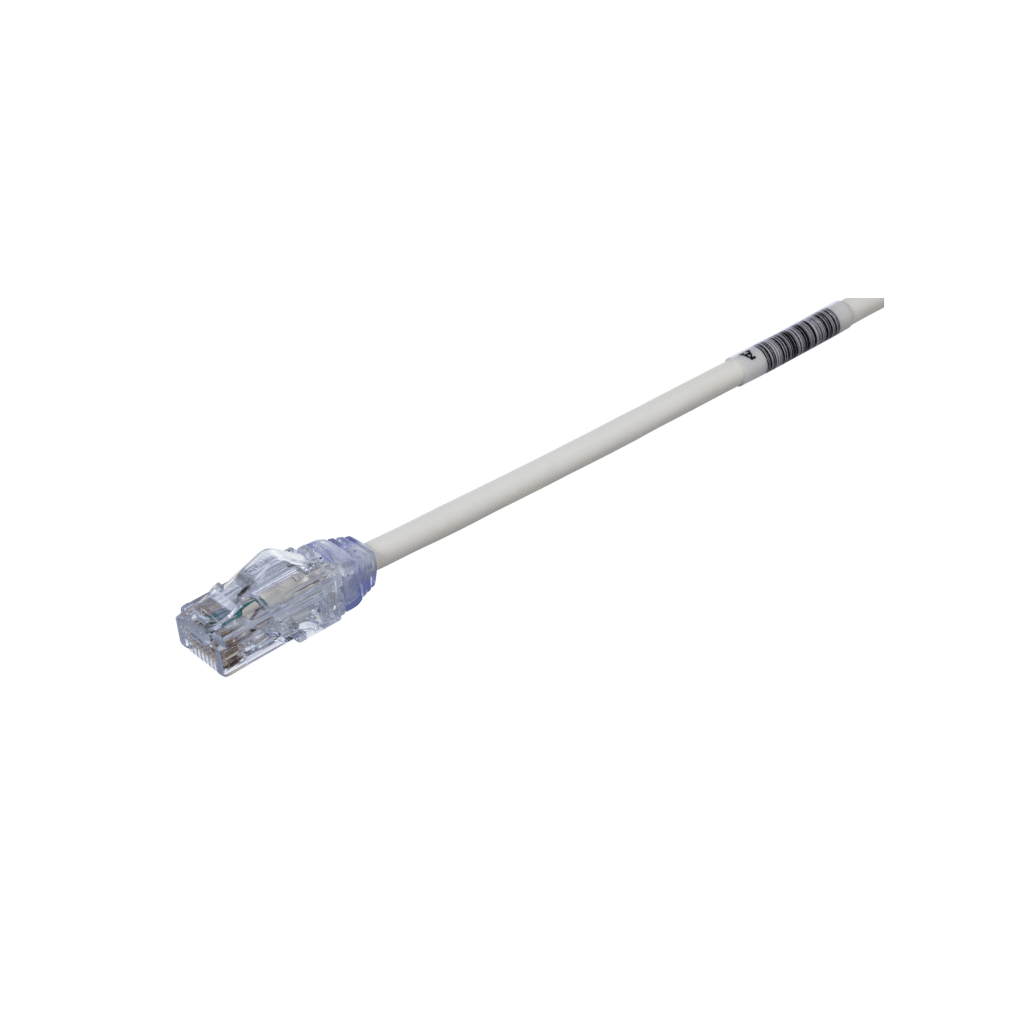 Cable de Parcheo UTP Cat6A, CM/LSZH, Diámetro Reducido (28AWG), Color Blanco, 0.5 Metros (1.64 Pies).
