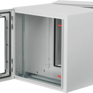 Gabinete Rack ProTek con Bisagra Doble Tipo 4 12U, Ventana de Vidrio, Aire Acondicionado, Montaje Pared, 600x612x710 mm Acero Gris Claro