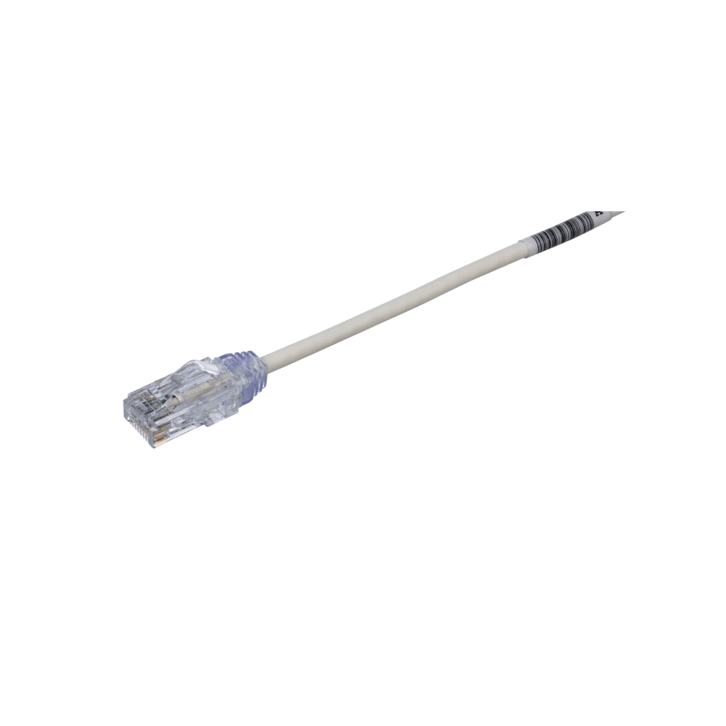 Cable de Parcheo TX6, UTP Cat6, Diámetro Reducido (28AWG), Color Blanco Mate, 3.35 Metros (11 Pies)