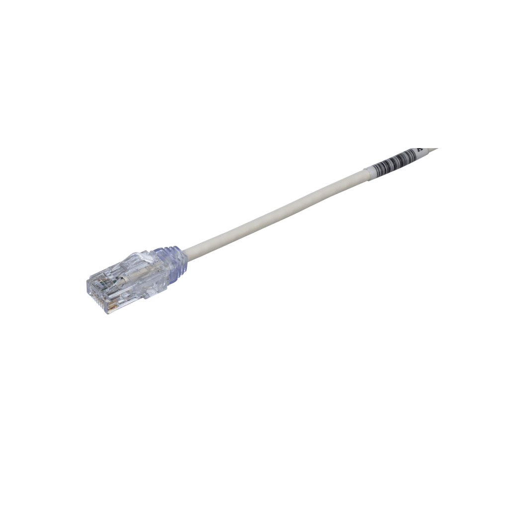 Cable de Parcheo TX6, UTP Cat6, Diámetro Reducido (28AWG), Color Blanco, 20 cm (7.87 pulgadas)