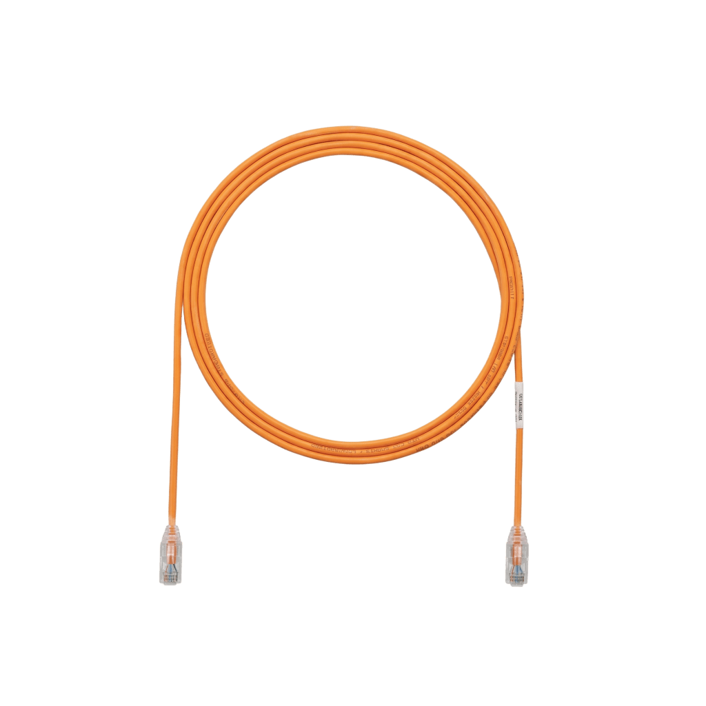 Cable de Parcheo TX6, UTP Cat6, Diámetro Reducido (28AWG), Color Narnaja, 0.30 Metros (1 Pie)