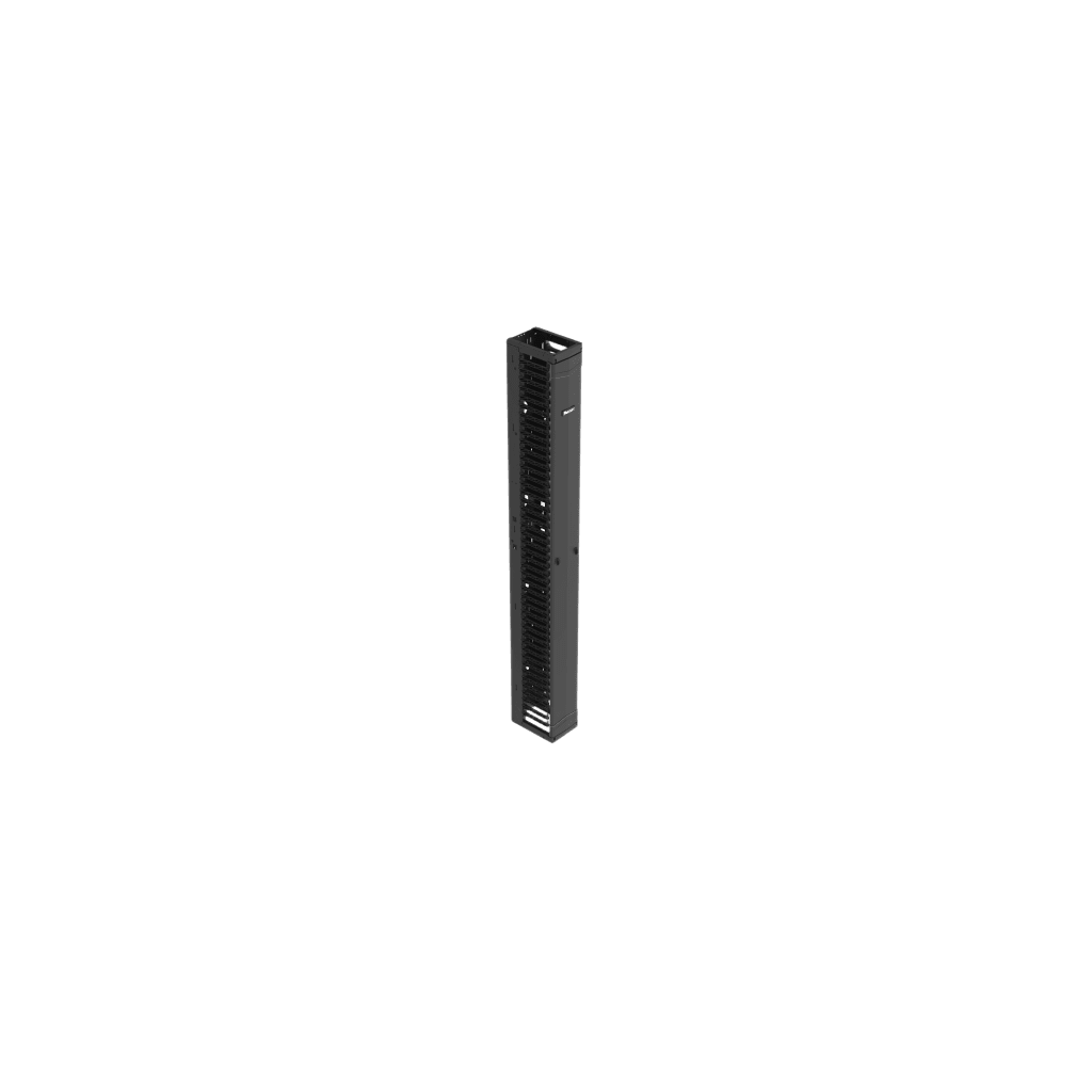 Organizador Vertical PatchRunner™, Sencillo (Solo Frontal), Para Rack Abierto de 45 Unidades, 8 in de Ancho, Color Negro