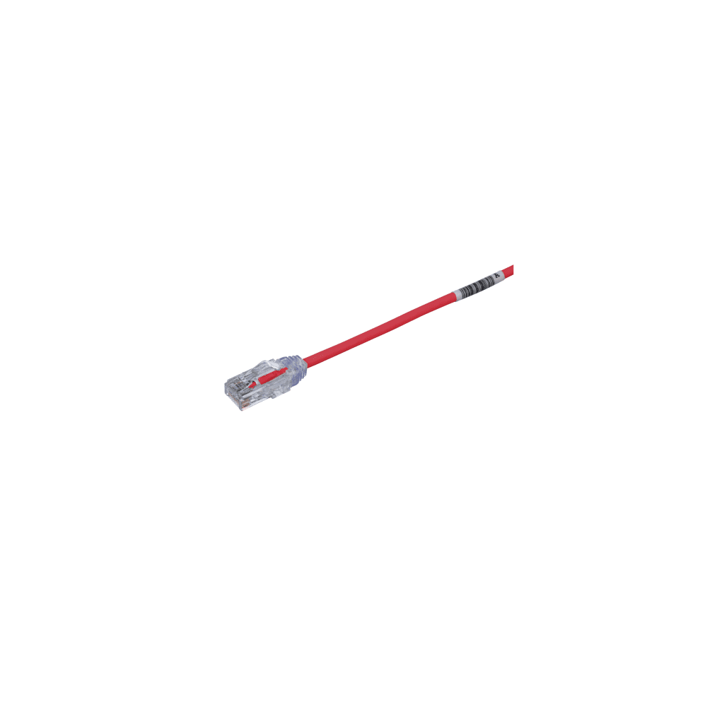 Cable de Parcheo TX6, UTP Cat6, Diámetro Reducido (28AWG), Color Rojo, 0.5 Metros (1.64 Pies)