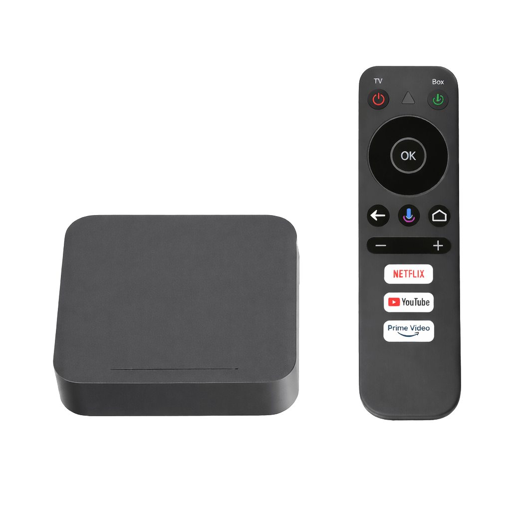 STB 4K Android con Google TV / Alto Rendimiento / Conexión Wi-Fi y por Cable / Control Remoto Bluetooth / Salida HDMI / Software de Gestion para ISPs/ Para modo desarrollador leer la nota en la descripcion