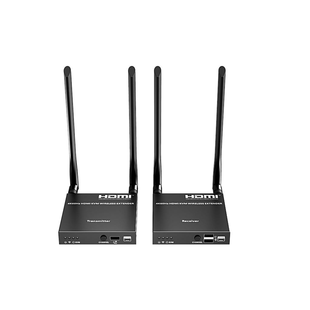 Extensor Inalámbrico HDMI| Con KVM | 4K@60Hz 4096x2160 | Tecnología ipcolor | Banda 5G 5.18-5.24 GHz | Distancia 50 m | Conexión de Hasta 1 a 4