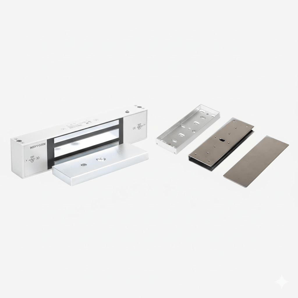 Kit Para Control de Acceso Incluye Chapa Magnética de 1200 Lbs / Montaje En "U" Para Puerta de Cristal /  Uso Interior / Certificación UL