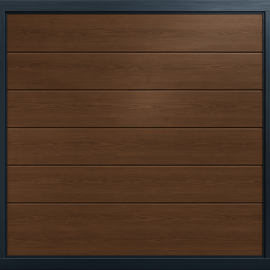 Puerta de Garage de Alta Calidad / Linea Central / Imitacion madera / oscura / 10x8 pies / AISLADA / Estilo Americana.