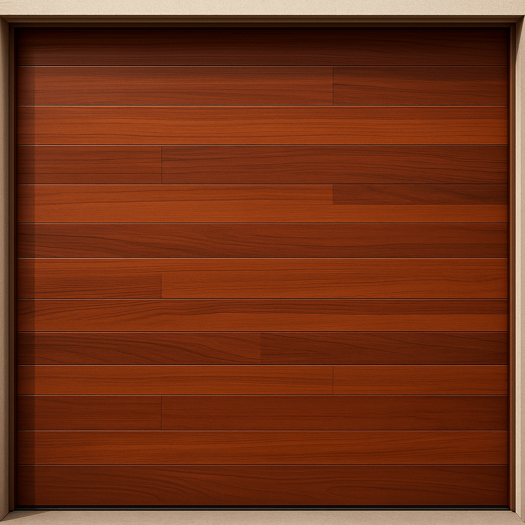 Puerta de Garage de Alta Calidad / Estilo Americano / Acabado Laminado PREMIUM / Color Madera Clara / 10x8 Pies.