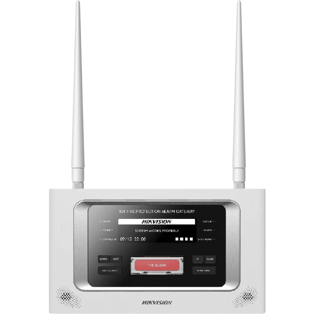 (HikFire) Panel Inalámbrico de Detección de Incendio (Gateway LoRa) / Pantalla LCD Táctil / Comunicación hasta 2 km / Gestión de 128 Dispositivos / Encriptación AES128 / Integración a HikCentral Professiona