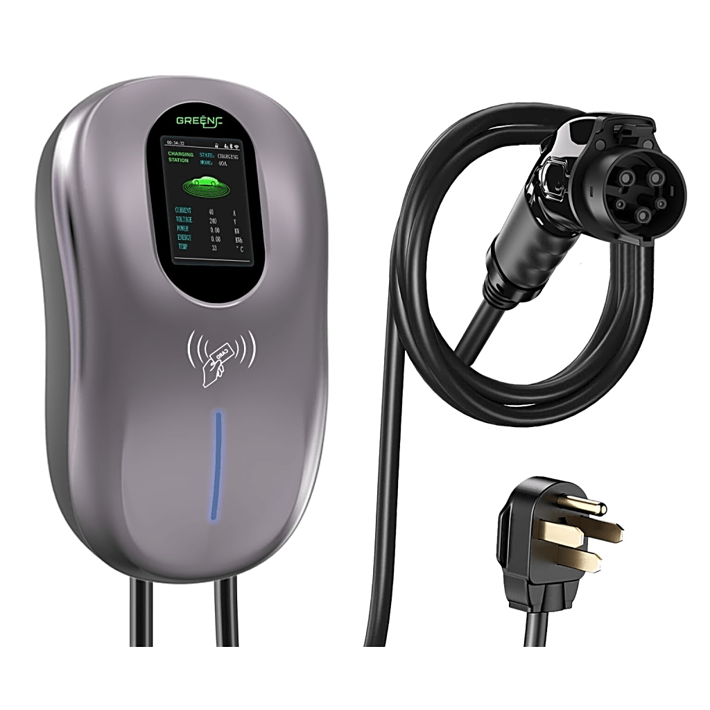 Estación de Carga para Vehículos Eléctricos / 40 A / 9.6 kW / Conector Tipo 1 (SAE J1772) / 110-240 V AC / Pantalla LCD 4.3 in (10.9 cm) / WiFi / APP / RFID / IP65 / Cable TPE 5 m (16.4 ft)