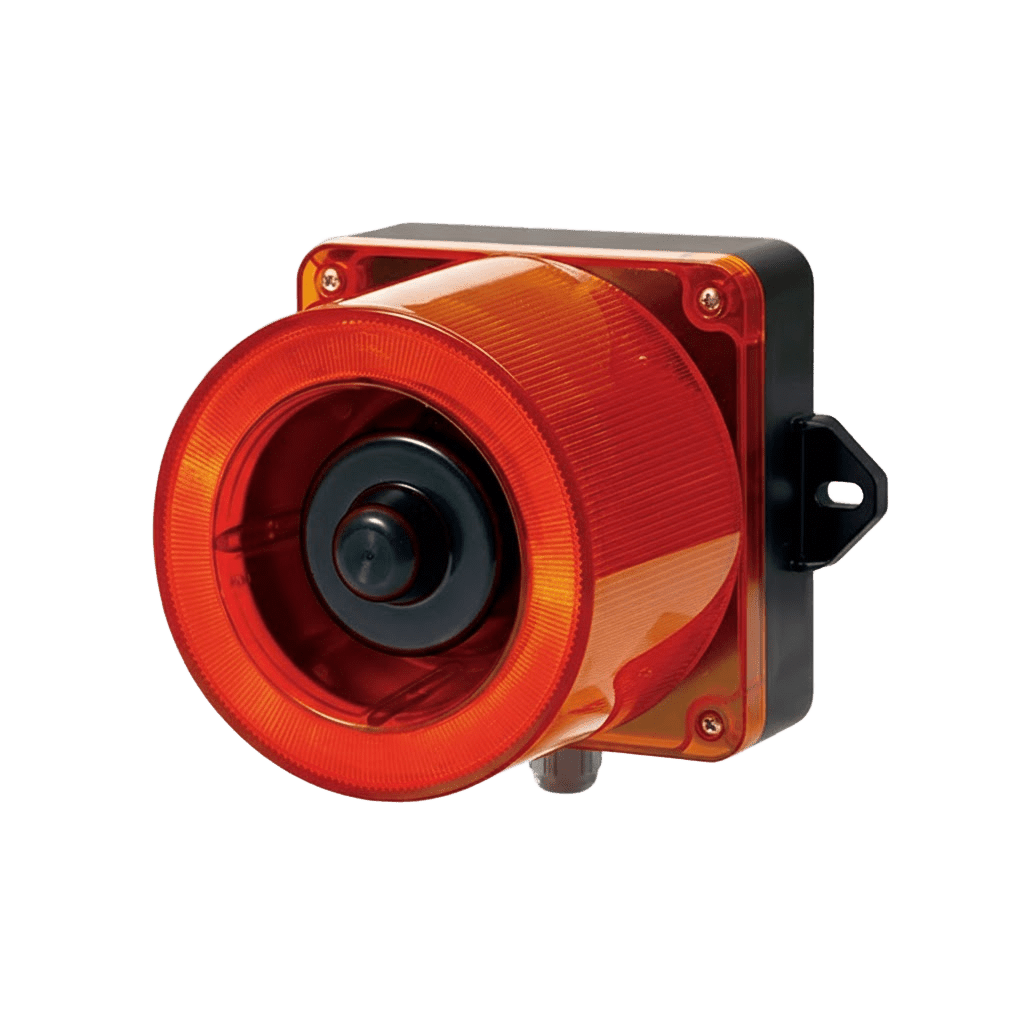 Combinacion de baliza LED color Rojo y sirena electrónica de 31 tonos resistente a la intemperie de volumen máx. 123 dB a 110-220 VCA