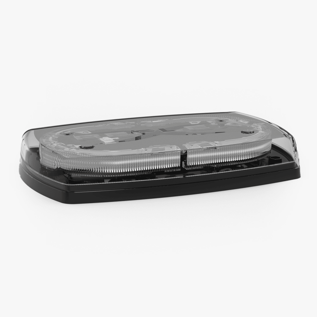 Mini torreta de 48 LED 10" Ámbar/Claro, Lente Transparente, Cableado