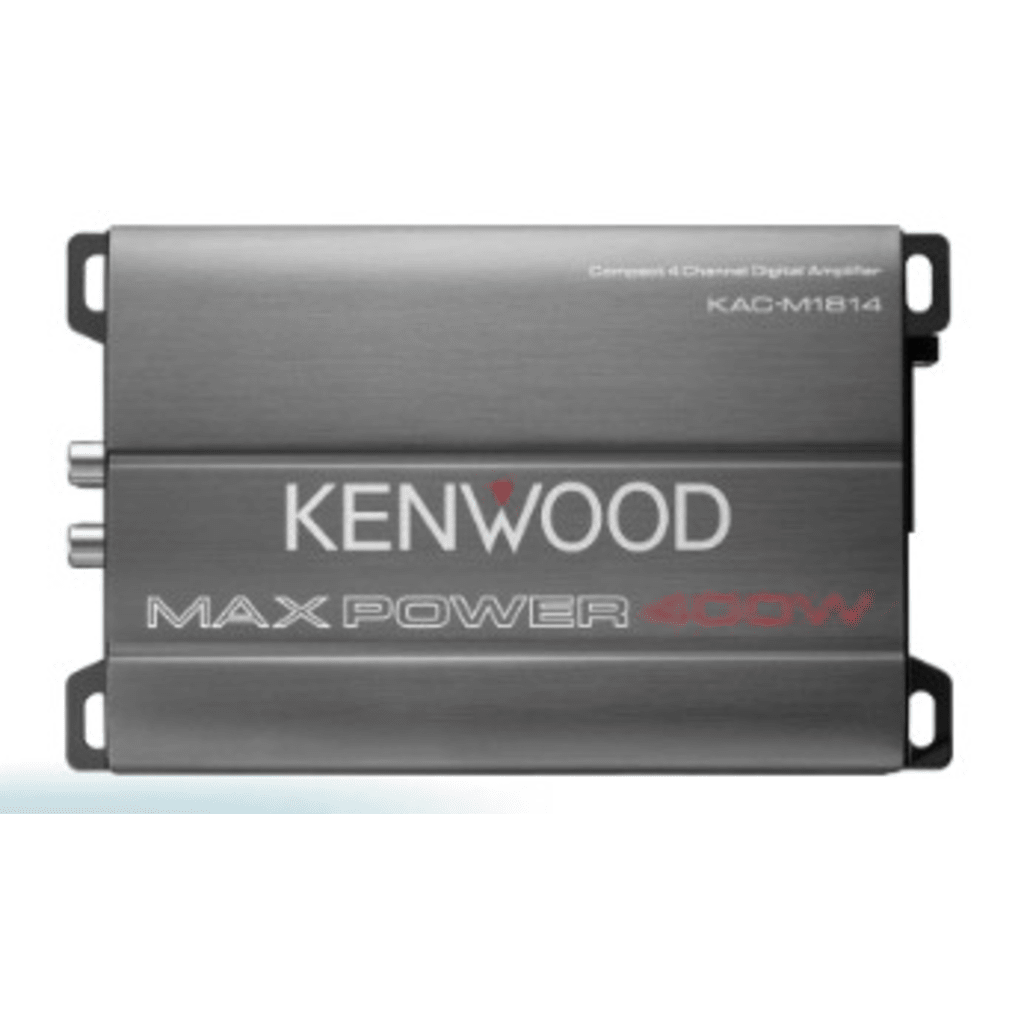 Amplificador Clase D KAC-M1814 / 400W Max / 45W x 4 RMS (4&Omega;) / 45W x 4 RMS (2&Omega;) / 90W x 2 Puenteado / Filtros Ajustables HPF/LPF / Entrada a Nivel de Altavoz / Recubrimiento Conformal / Compacto / Para Automóvil, Marina, ATV y Motocicle