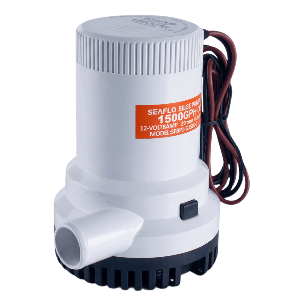 Bomba de Achique Sumergible SEAFLO SFBP1-G1500-01 / 1,500 GPH (5,678 LPH) / 12V CD / No Automática / Alta Eficiencia / Filtro Extraíble / Bajo Consumo / Para Panel o Interruptor de Flotador