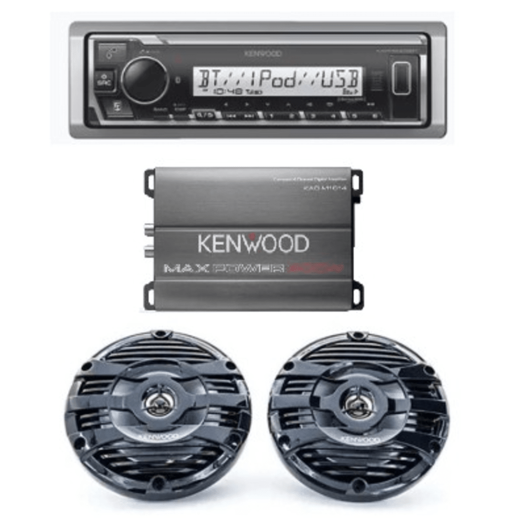 Kit de estéreo con Bluetooth KMR-M332BT | Amplificador KAC-M1814  | más Par de bocinas KFC-1653MRB