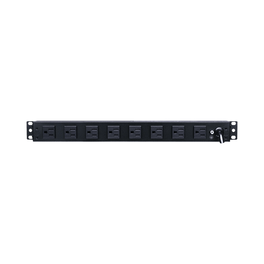 PDU Básico de Montaje en Rack, Con 10 Salidas NEMA 5-15R y Protección Contra Sobretensiones,  Enchufe de Entrada NEMA 5-15P, de 19in, 1UR, 15 Amp, 120 Vca