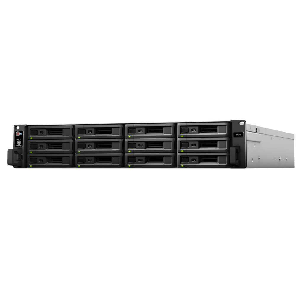 Unidad de Expansión Synology RX1217/RX1217RP | 12 Bahías de Disco | Compatible con SATA 3.5” y 2.5” | Expansión de Volumen en Línea | Fuentes de Alimentación Redundantes (RX1217RP) | Administración con