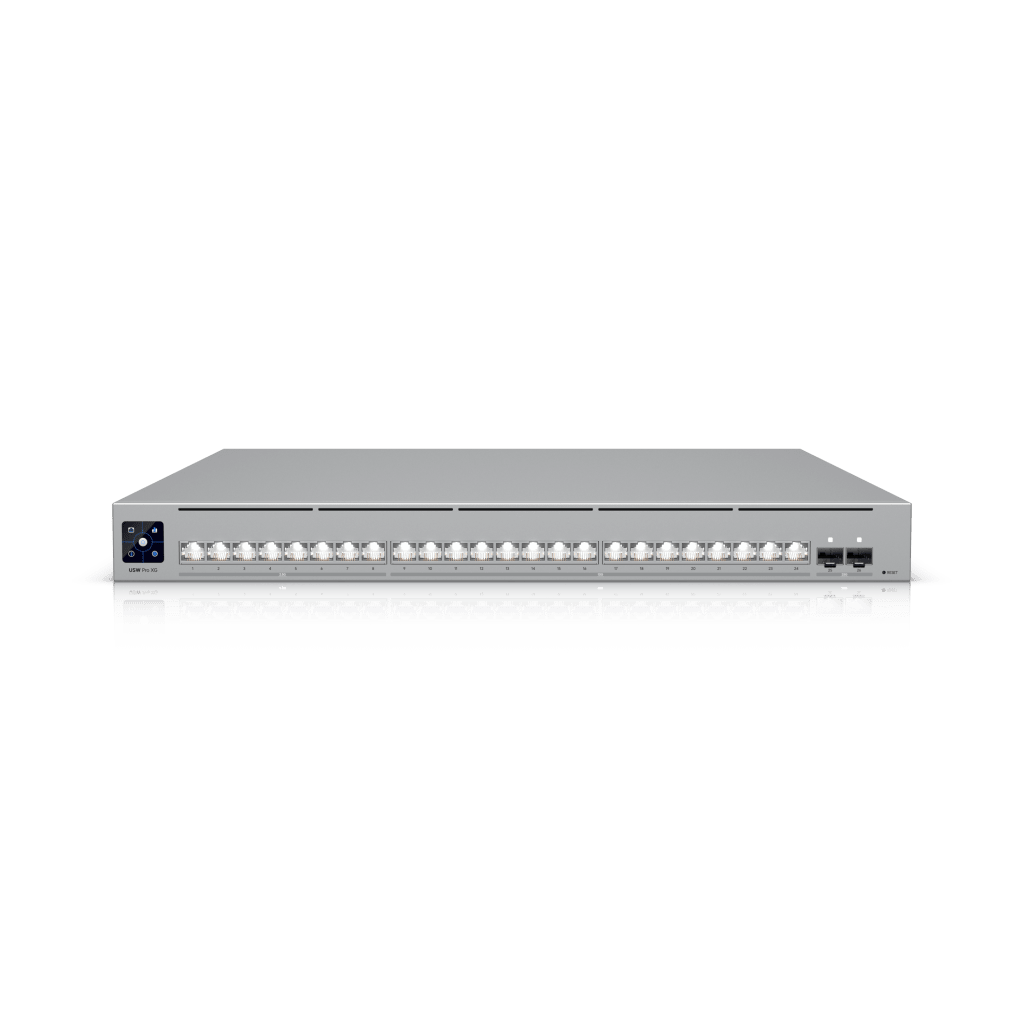 UniFi Switch USW-Pro-XG-24 / Capa 3 / 24 puertos  (16 × 10 GbE, 8 × 2,5 GbE) + 2 puertos SFP28 25 G