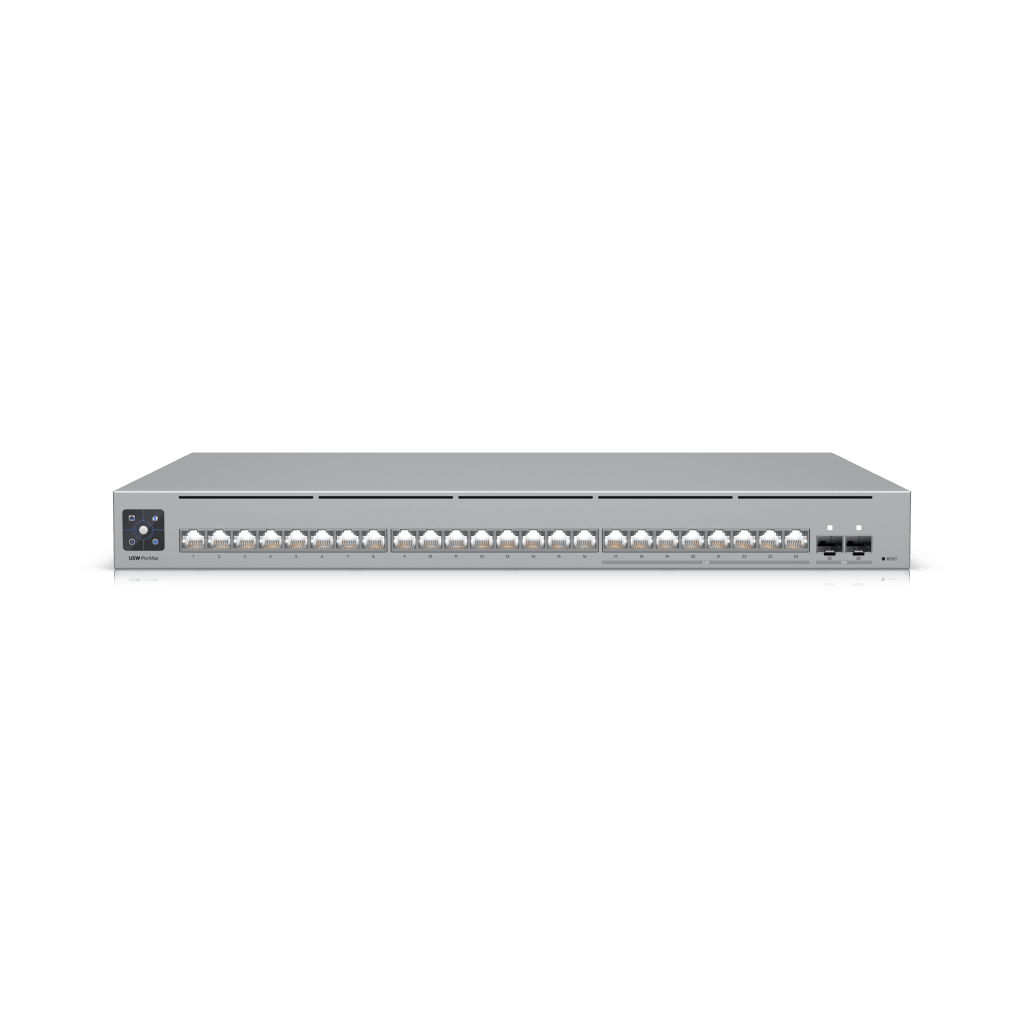 UniFi Switch Pro Max 24 – Switch Capa 3 con 24 Puertos (8 × 2.5 GbE y 16 × 1 GbE), 2 Puertos SFP+ 10G y Pantalla Informativa Integrada