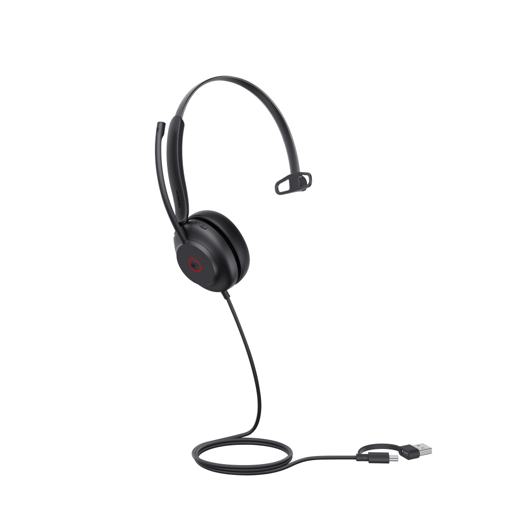 Diadema USB Yealink UH35 Mono Teams con Cancelación Activa de Ruido con 2 Micrófonos y Busylight Automático