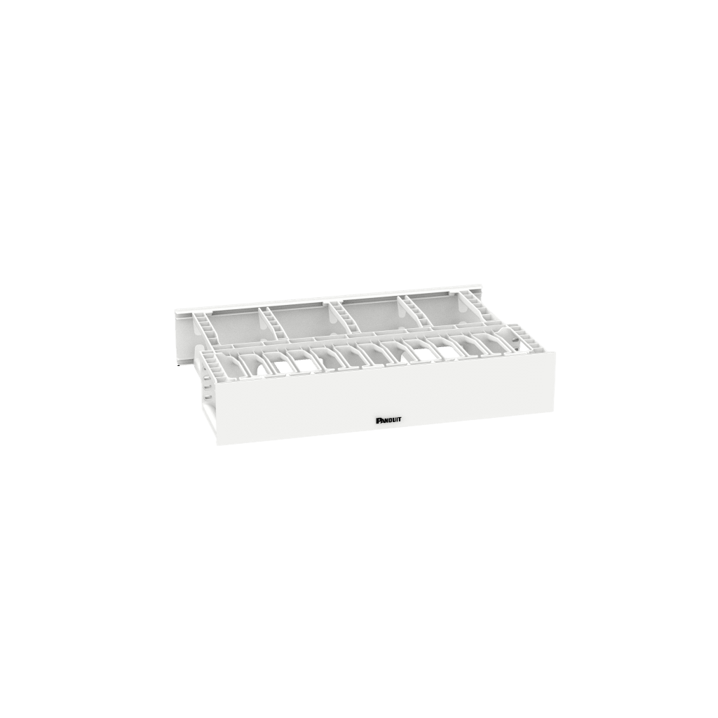 Organizador de Cables Horizontal NetManager de Alta Densidad, Doble (Frontal y Posterior), Para Rack de 19in, 2UR, Color Blanco