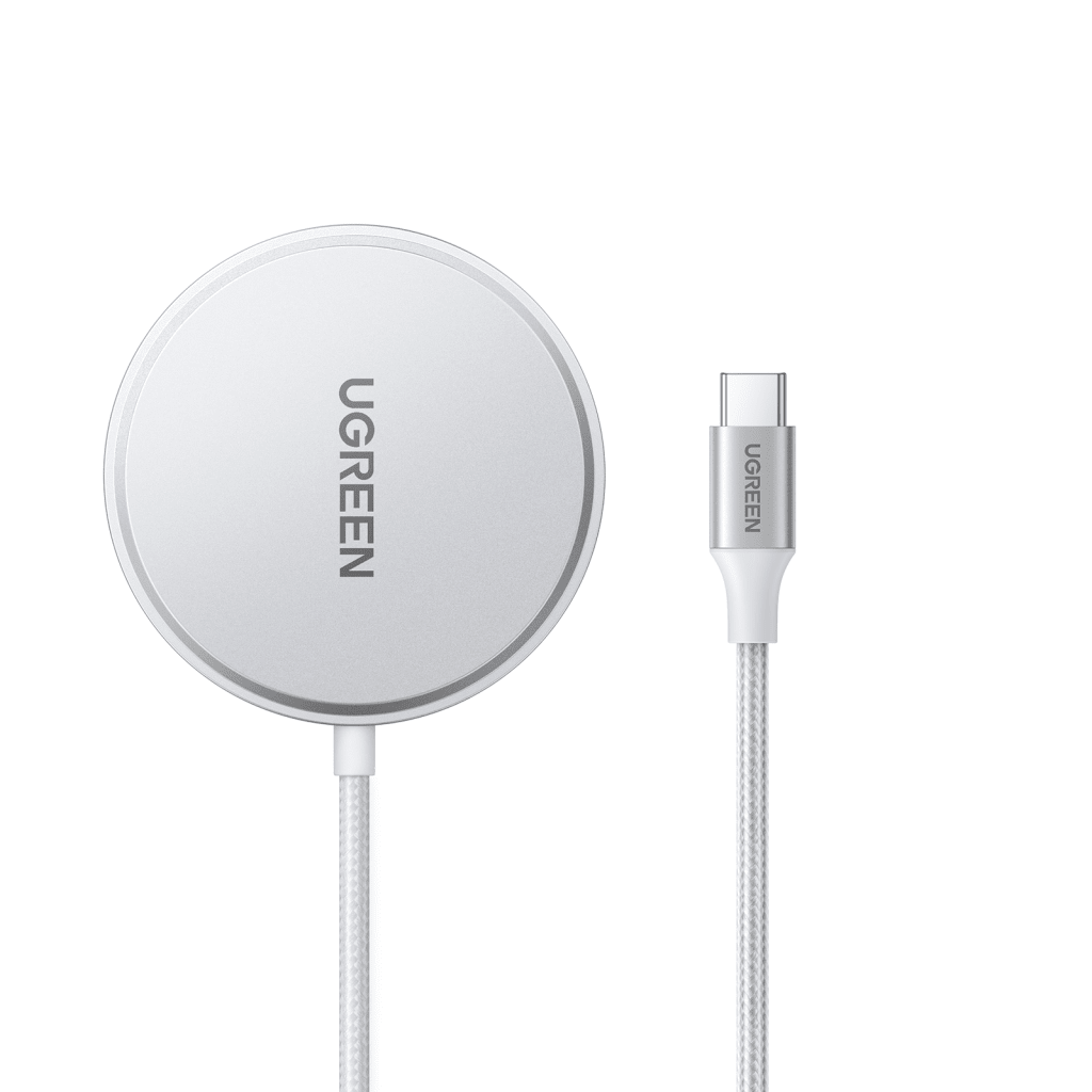 Cargador Inalámbrico Magnético 15W / Protocolo Qi 2 / USB-C 9V 2.2A / Eficiencia 83% / Protección Multinivel / Material PC+ABS+Aleación Aluminio / Cable 1.5m