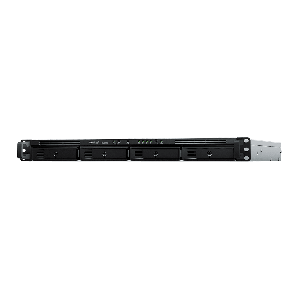 NAS RackStation RS822RP+ | 4 Bahías | 1U | AMD Ryzen V1500B | 32 GB DDR4 ECC | 4 Puertos 1GbE | Expansión PCIe | Compatibilidad con RAID | Caché SSD | Unidades de Energía Redundantes.