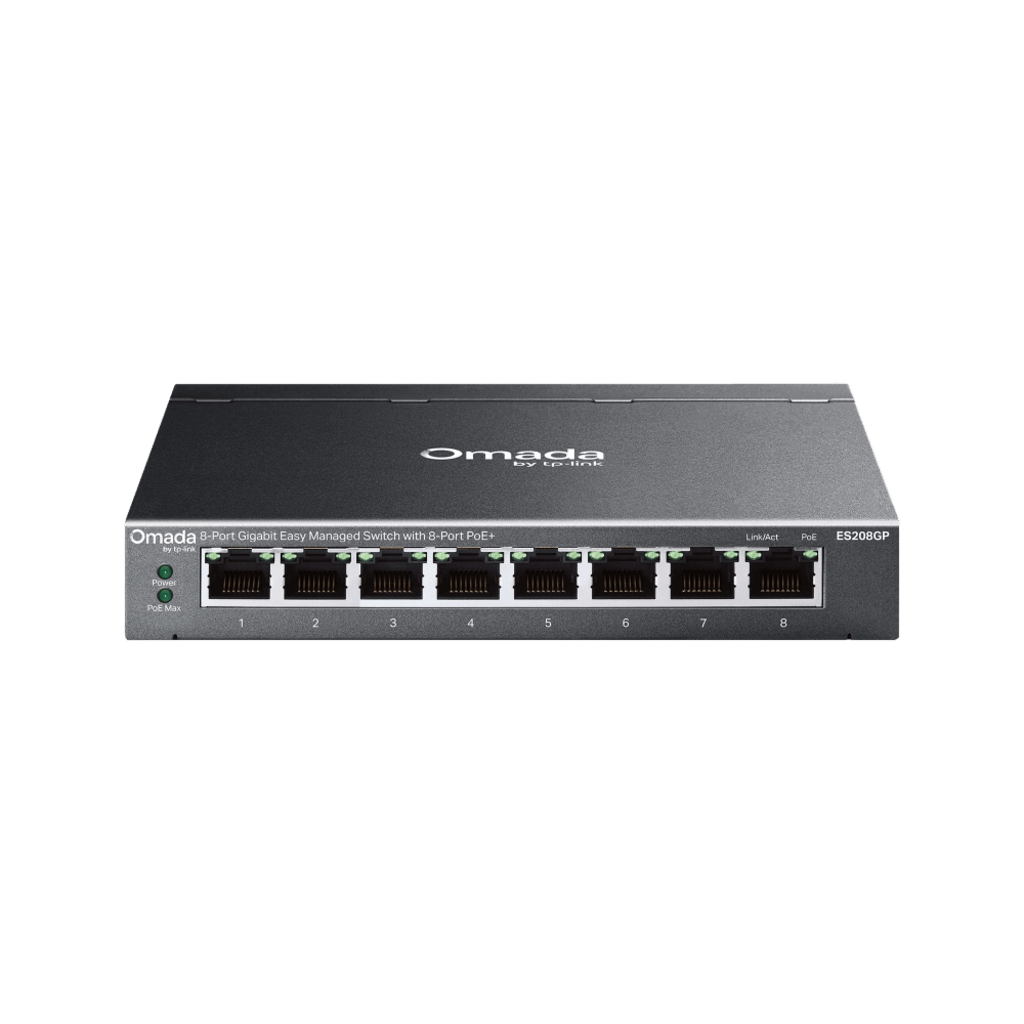 Switch Gigabit Easy Managed 8 Puertos / PoE+ 64W / Cloud Management Omada / 16 Gbps Switching / Fanless / Desktop-Wall Mount