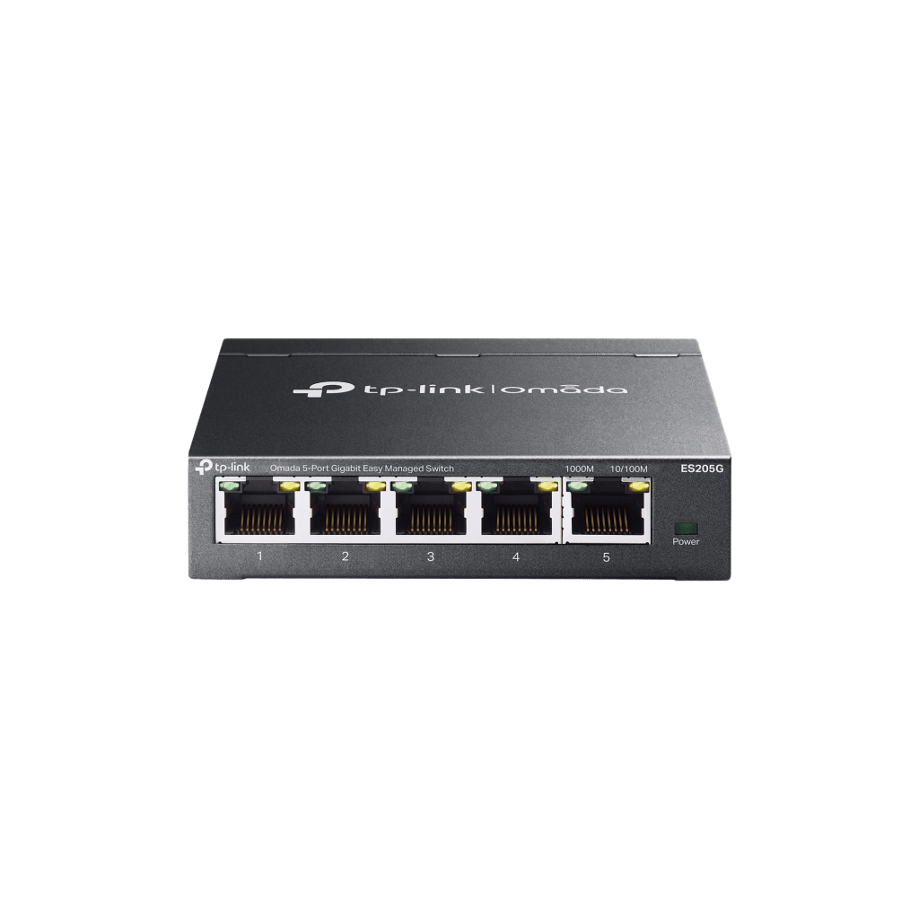 Switch Gestionado Omada SDN / 5 Puertos Gigabit RJ45 / 10 Gbps Capacidad Switching / 7.4 Mpps Forwarding Rate / Gestión Cloud Centralizada / VLAN 802.1Q / QoS 8 Colas Prioridad / Metal Fanless