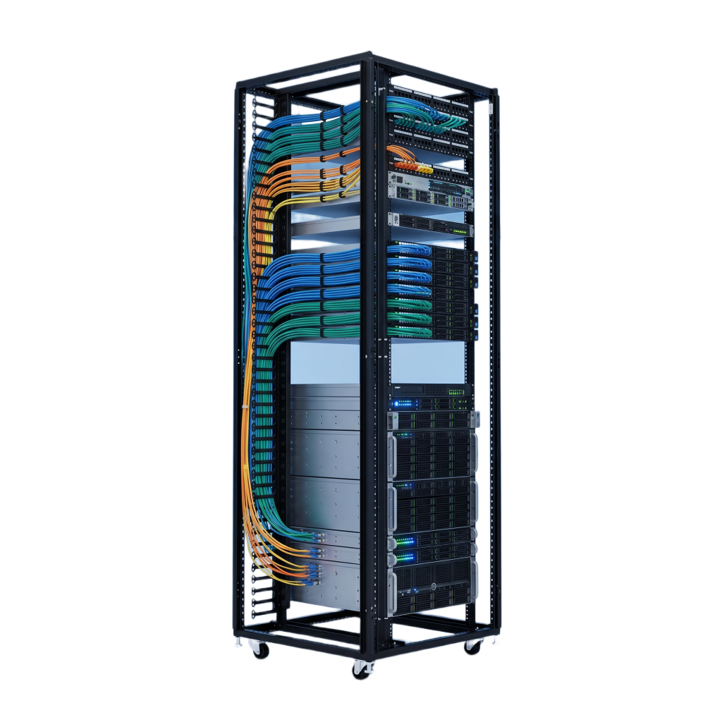Organizador Vertical de Cables para Rack 45 UR (79 in) / Acero Negro RAL 9005 / Sección 95x208 mm (3.7x8.2 in) / Capacidad 726 Cables / Dedos cada 1.75 pulg / ProLine S1 HOFFMAN