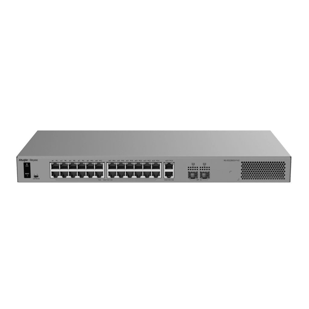 Switch Layer 2 Smart Cloud Managed / 28 Puertos Gigabit / 24 Puertos PoE+ 370 W / Switching 56 Gbps / Forwarding 41.664 Mpps / Montaje Rack / CCTV Mode / ERPS / Protección 6 kV / Garantía 3 Años