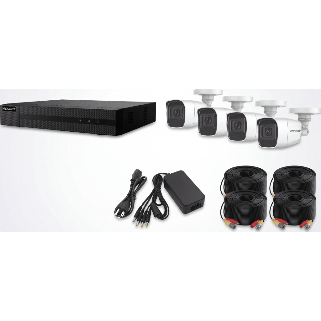 (MICRÓFONO Integrado) Kit TurboHD 1080p Lite / DVR 4 canales / Audio por Coaxitron / 4 Cámaras Bala de Metal con Micrófono Integrado
