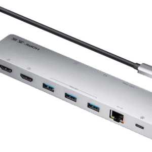 Dock Multipuerto USB-C | 11 en 1 | 8K Single o Dual 4K | PD 100W | USB 3.2 Gen 1 | Ethernet Gigabit | SD MicroSD | Aluminio