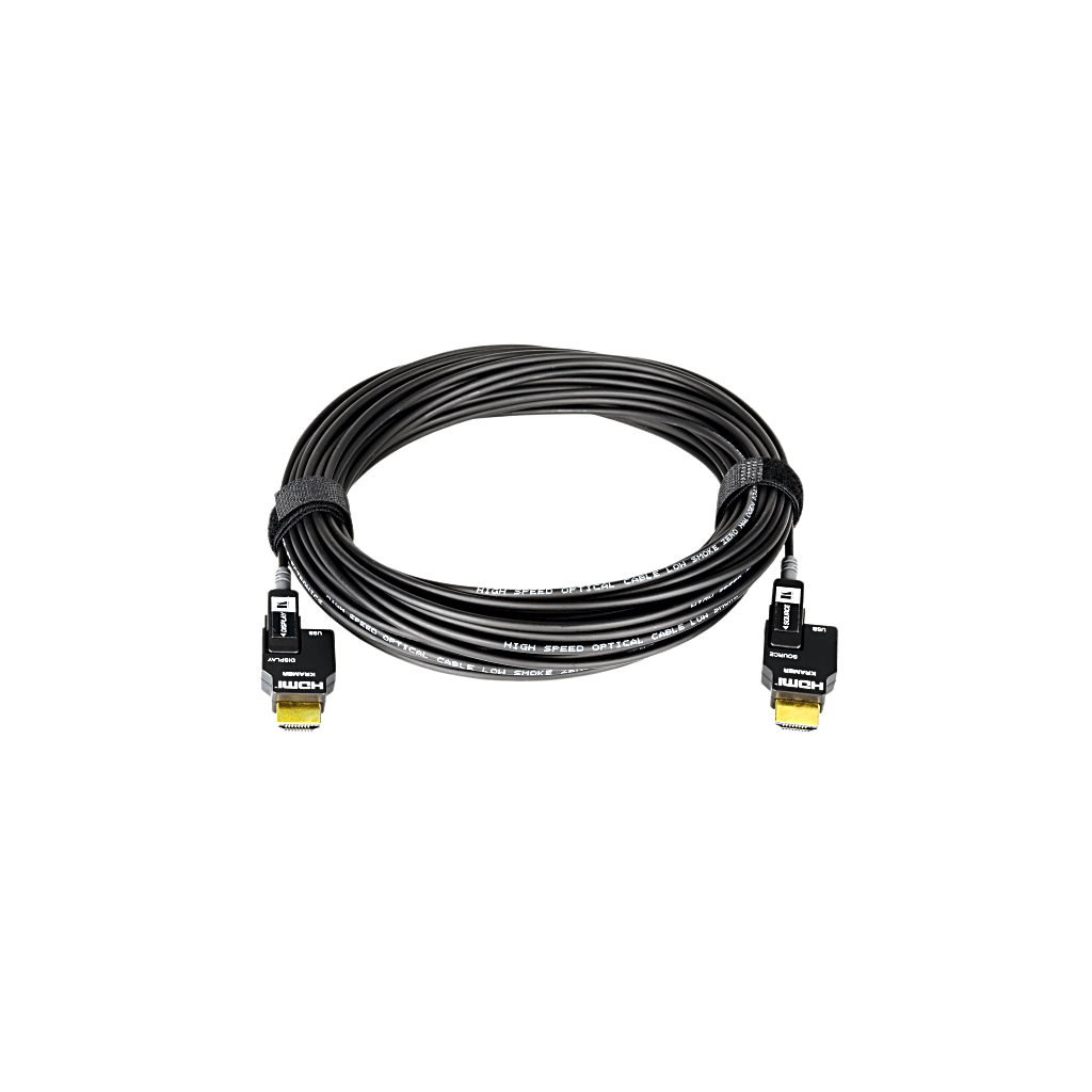 Cable Activo Óptico HDMI 4K 20 mts | 4K@60Hz 4:4:4 | 18 Gbps | Terminales Desmontables Micro-HDMI | Fibra Optica  | Libre de Halógenos LSHF | Bañado en Oro 24K
