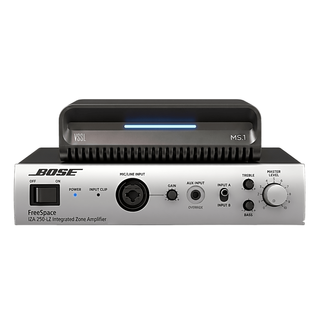KIT Amplificador IZA250LZ y Streamer de Audio Modular MS.1 | PoE + USB-C | HDMI eARC + Óptica + RCA | Bluetooth LE Audio | WiFi | Control4-Crestron-Elan-RTI-URC-Savant-Lutron | AirPlay2-GoogleCast-SpotifyConnect