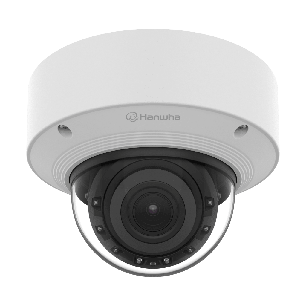 Cámara Domo AI IR 5MP / Motorizado Varifocal 3.3~9.3mm / Doble NPU / Análisis Inteligente / WDR 120dB / IR 50m / IP52 IK10 / PoE / Wisenet 9